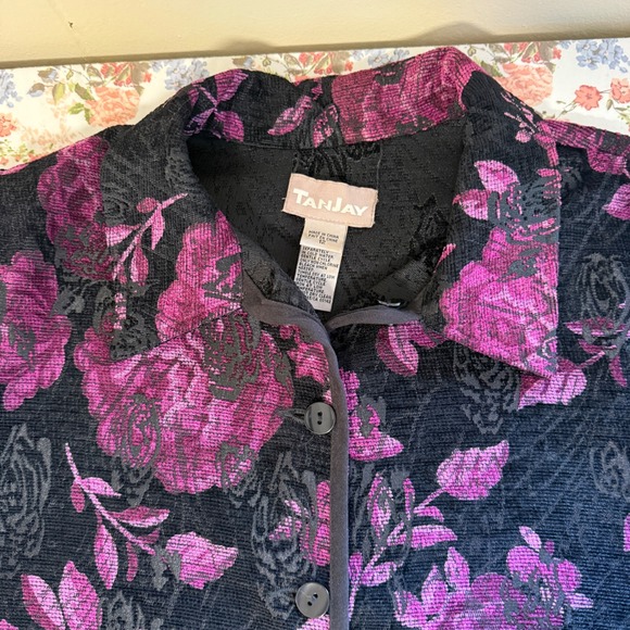 Vintage Womens Romantic Floral Textured Blazer Jacket Size 12 Career Business - Picture 14 of 15